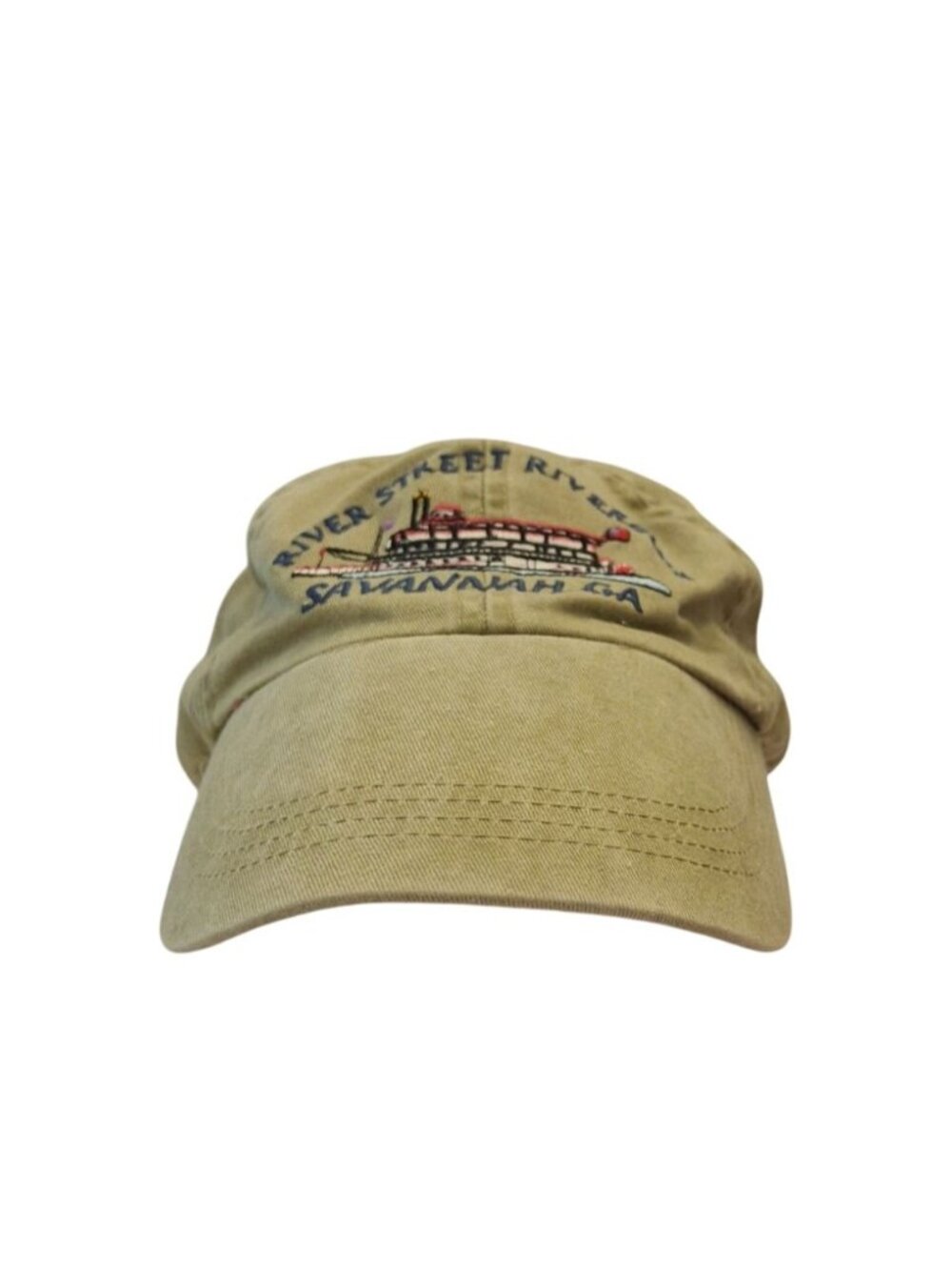 Anvil Cotton River Street Riverboat Embroidered Baseball Cap Savannah GA Tan
